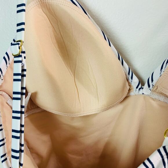 Kona Sol Size L Women's Triangle High Coverage One Piece Swimsuit  Navy White - Picture 8 of 12